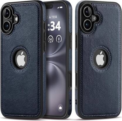 Coverskart Back Cover for Apple iPhone 16, Luxury Leather Shock proof Logo View Case