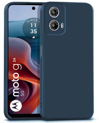 Bigil Back Cover for Motorola G34 5G (Blue), Plain Candy Case with Camera Protection