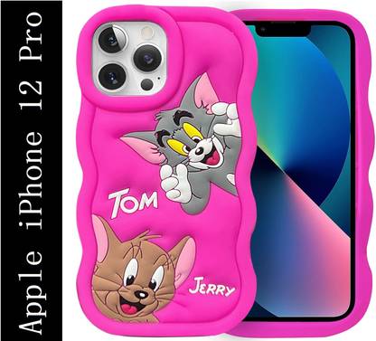 Coverskart Tom and Jerry Cartoon Back Cover for Apple iPhone 12 Pro, Soft Silicone 3D Cute Cartoon Full Protective Case