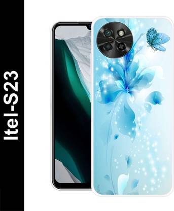 TMPBAGRU Back Cover for itel S23, BUTTERFLY, BEAUTIFUL BUTTERFLIES, BLUE BURRERFLY, GLITTER