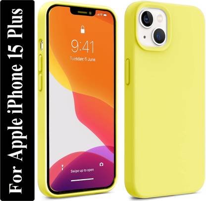 Coverskart Liquid Silicone Back Cover for Apple iPhone 15 Plus, Logo Embossed Shock Proof Microfiber Case