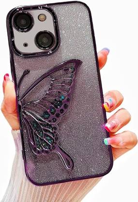 AVIGNAPRO Back Cover for Butterfly Plating Cute Pattern Glitter iPhone 15 Case - Electroplate Luxury for Girls