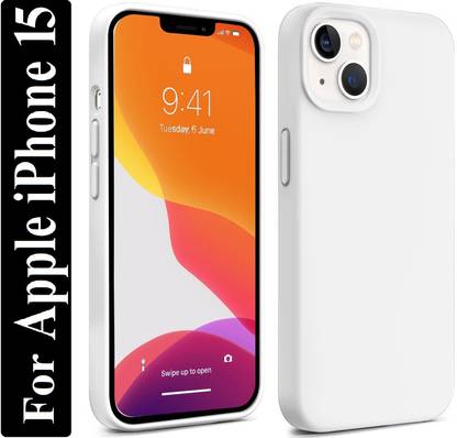 Coverskart Liquid Silicone Back Cover for Apple iPhone 15, Logo Embossed Shock Proof Microfiber Case