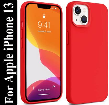 Coverskart Liquid Silicone Back Cover for Apple iPhone 13, Logo Embossed Shock Proof Microfiber Case