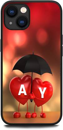 KEYCENT Back Cover for APPLE iPhone 13 Mini A Y, A LOVES Y, NAME, ALPHABET, AY LOVE, HART, BLUE