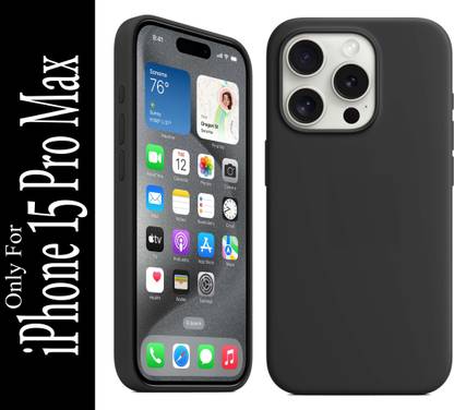 FIXTOTEL Back Cover for iPhone 15 Pro Max, With Logo, Slim Soft Liquid Gel, Silicone Case, Microfiber Lining