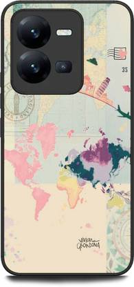 INDICRAFT Back Cover for Vivo Y35 (MAPE, EARTH, CONTINENTS, WORLD, TRAVELLING )