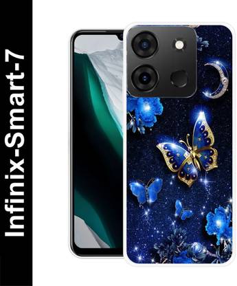 DEVLIYACASE Back Cover for Infinix Smart 7 BUTTERFLY, BEAUTIFUL BUTTERFLIES, BLUE BURRERFLY, GLITTER