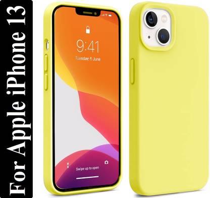 Coverskart Liquid Silicone Back Cover for Apple iPhone 13, Logo Embossed Shock Proof Microfiber Case