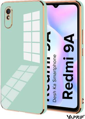 VAPRIF Back Cover for Mi Redmi 9A, 9i, 9A Sport, Golden Line, Premium Soft Chrome Case | Silicon Gold Border