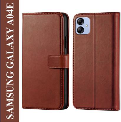 Innovex Back Cover for Samsung Galaxy A04E - Inbuilt Stand & Card Pockets | Hand Stitched | Wallet Flip Case