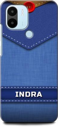 WallCraft Back Cover for REDMI A1 Plus INDRA NAME, I LETTER, BLUE, JEANS, ALPHABET, DESIGN