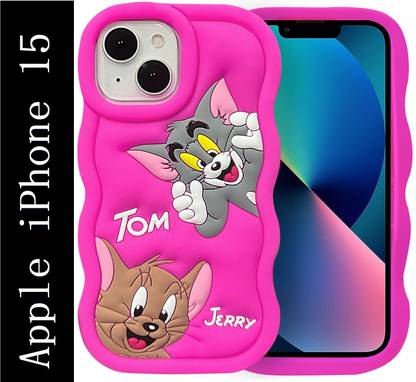 Coverskart Tom and Jerry Cartoon Back Cover for Apple iPhone 15, Soft Silicone 3D Cute Cartoon Full Protective Case