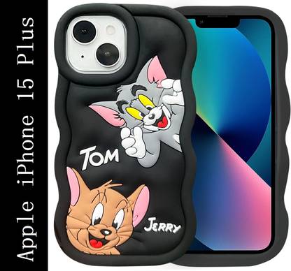 Coverskart Tom and Jerry Cartoon Back Cover for Apple iPhone 15 Plus, Soft Silicone 3D Cute Cartoon Full Protective Case