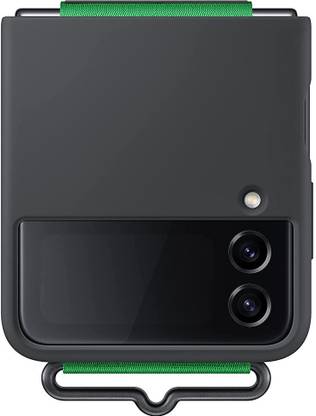 Samsung Back Cover for Galxy Z Flip4 Silicone Cover with Strap, Black