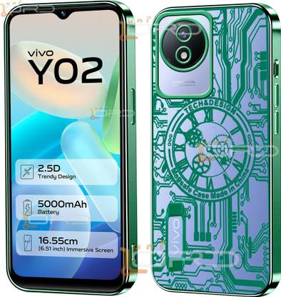 Just Be You Back Cover for Vivo Y02 | Attractive Time Mechanism Desin |Logo Showing Case Cover