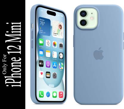 FIXTOTEL Back Cover for Apple iPhone 12 Mini, With Logo, Slim Soft Liquid Gel, Silicone Case, Microfiber Lining, Winter