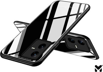 MOBIDEER Back Cover for Vivo Y22, Toughened Glass Back Case with Soft TPU Bumper