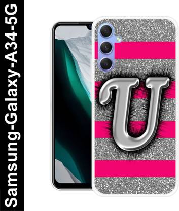 PLUSCASE HD MOVIES Back Cover for Samsung Galaxy A34 5G, U LETTER NAME, U ALFA NAME