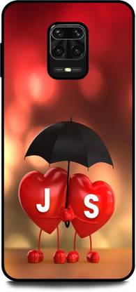 KEYCENT Back Cover for Poco M2 Pro J S, J LOVES S, NAME, ALPHABET, JS LOVE, HART, BLUE
