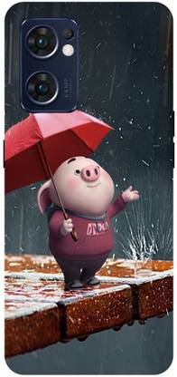 Wall Art Back Cover for OPPO RENO 7 (5G) Pig, Dinosaur George, Little Cute Piggy Printed