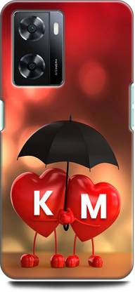 KEYCENT Back Cover for OPPO A77s, CPH2473 K M, K LOVES M, NAME, ALPHABET, KM LOVE, HART, BLUE