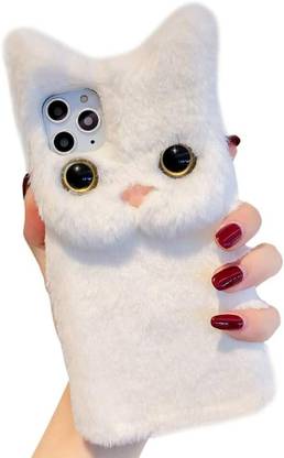 CASE CREATION Bumper Case for Apple iPhone X, Apple iPhone X 3D Cute Bunny Fluffy Plush Fur Cover