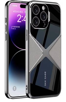 SCALEBEE Back Cover for Apple iPhone 16 Pro Max Electroplated Leather X Pattern Anti-Slip Phone Case