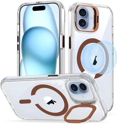 AIBEX Back Cover for Apple iPhone 17 | Transparent Slim Case with Built-in Camera Stand | MagSafe Compatible