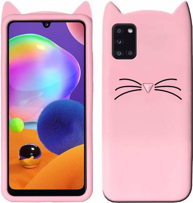 FancyArt Back Cover for Samsung Galaxy A31 Pink Cat Soft Silicone Girls 3D Back Case Cover Samsung Galaxy A31