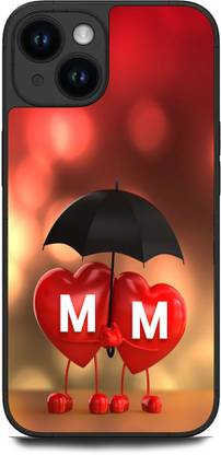 KEYCENT Back Cover for APPLE iPhone 14 M M, M LOVES M, M NAME, ALPHABET, MM LOVE, HART, BLUE