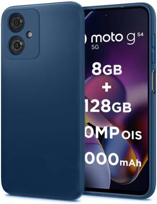 Teleform Back Cover for Motorola Moto G54 5G / Moto G65 5G soft silicon cover with inside cloth(Blue)