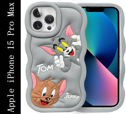 Coverskart Tom and Jerry Cartoon Back Cover for Apple iPhone 15 Pro Max, Soft Silicone 3D Cute Cartoon Full Protective Case