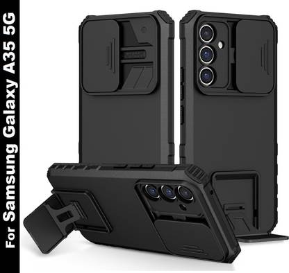 ShieldTech Back Cover for Samsung Galaxy A35 5G, Sliding Camera Shield Cover & Stereoscopic Holder Mobile Phone Case