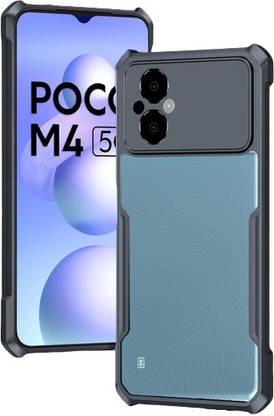 VAPRIF Back Cover for POCO M4 5G, Transparent Hybrid Hard PC, TPU Bumper