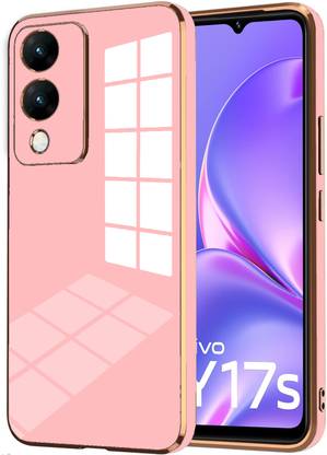 VAPRIF Back Cover for Vivo Y17s, Golden Line, Premium Soft Chrome Case | Silicon Gold Border