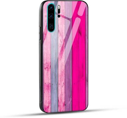 NDCOM Back Cover for Huawei P30 Pro Color Stripe Wood Printed Glass Case