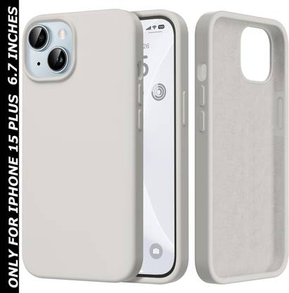 VONZEE Back Cover for Apple iPhone 15 Plus Liquid Silicone Microfiber Cloth Lining 3 layer Case