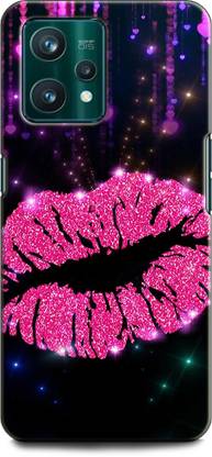 INDICRAFT Back Cover for Realme 9 4G, RMX3521 PINK KISS, GIRL, GLITTER, LIPS, SPARKLE, PRETTY