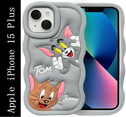 Coverskart Tom and Jerry Cartoon Back Cover for Apple iPhone 15 Plus, Soft Silicone 3D Cute Cartoon Full Protective Case