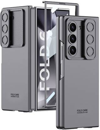 FIEUSCHE Back Cover for Samsung Galaxy Z Fold 6 Ultra Thin Case with Camera Shutter & Front Glass