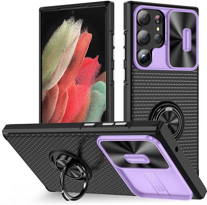 SCALEBEE Back Cover for Samsung Galaxy S23 Ultra Heavy Duty Slide Camera Cover Built-in Rotated Ring Kickstand