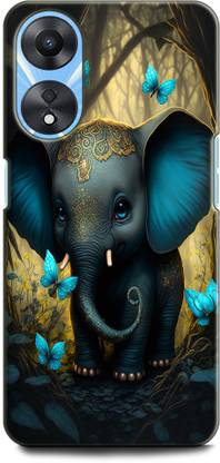 INDICRAFT Back Cover for OPPO A78 5G ELEPHANT, BUTTERFLY, CUTE, ANIMAL, PET