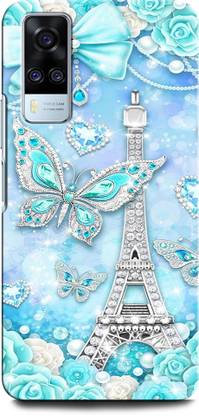 GRAFIQE Back Cover for VIVO Y51 BUTTERFLY, BEAUTIFUL BUTTERFLIES, BLUE BURRERFLY, GLITTER