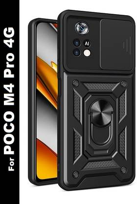 Moshking Back Cover for Poco M4 Pro 4G, 360° Protection | Rotate Ring Stand | Slide Camera Mobile Phone Case