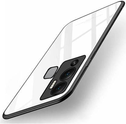 VAPRIF Back Cover for Infinix HOT 12 Play, Toughened Glass Back Case with Soft TPU Bumper