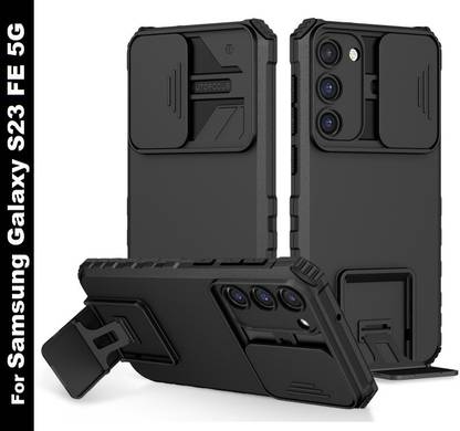 COVERTECH Back Cover for Samsung Galaxy S23 FE 5G, Sliding Camera Shield & Stereoscopic Holder Mobile Phone Case