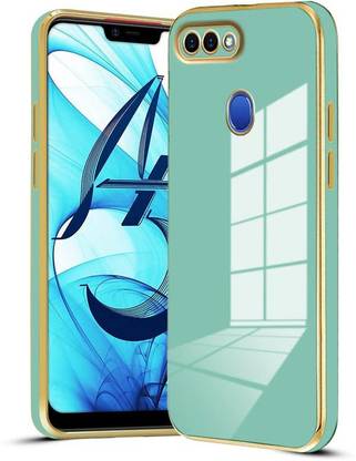 Mobilive Back Cover for Oppo A5s Electroplating Chrome Case With Golden Edge