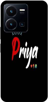 Royal Case Back Cover for Vivo Y35 PRIYA, QUEEN, BLACK, NAME LETTER, ABSTRACT, ART, TEXTURE