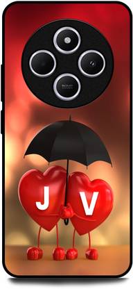 KEYCENT Back Cover for REDMI A4 5G (J V, J LOVES V, NAME, ALPHABET, JV LOVE, HART, BLUE